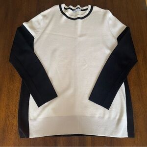 Vince Black Cream Colorblock Knit Sweater Wool‎ Blend Soft Crew Neck Size Medium
